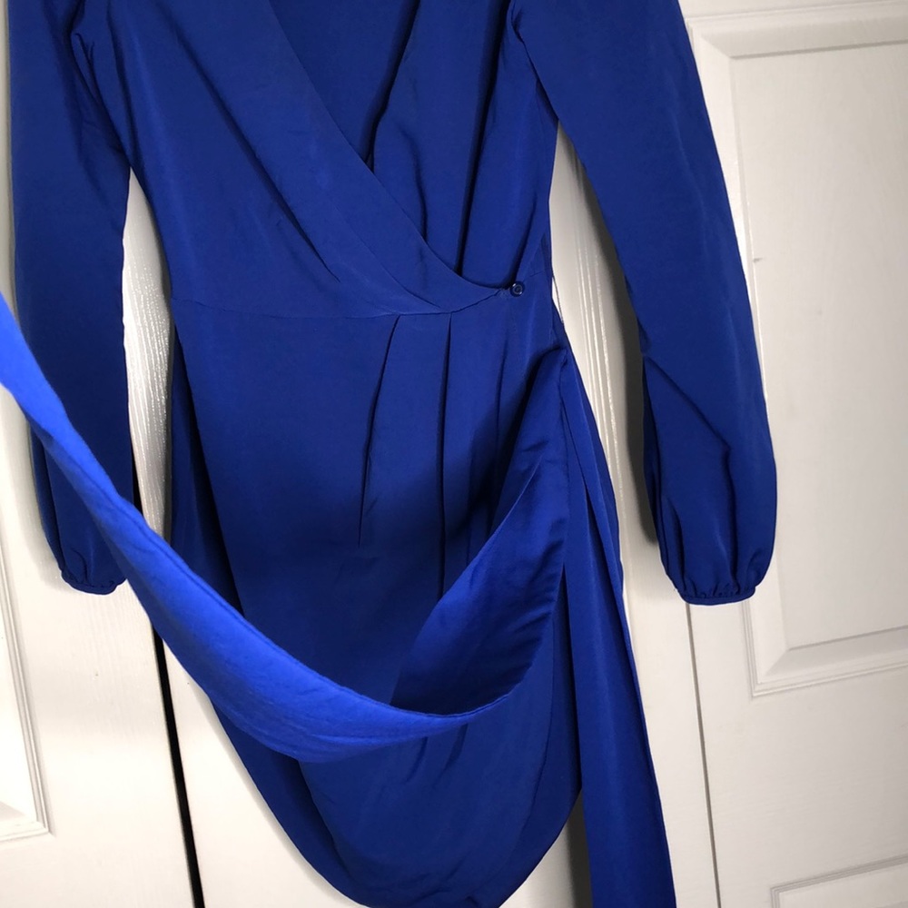 ASOS Royal Blue Long Sleeve Wrap Dress - Picture 5 of 6